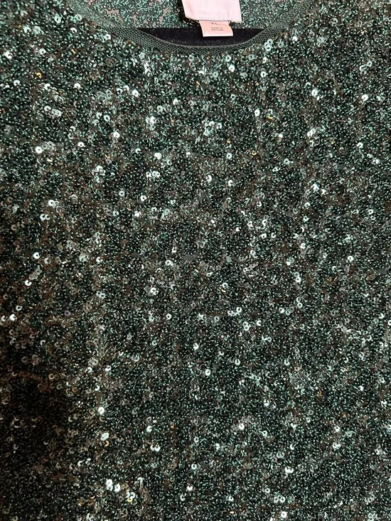 Anthropologie Maeve Emerald Sequin Short-Sleeve Tee - Picture 3 of 5